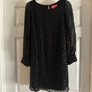 Lilly Pulitzer Maisel Metallic Clip Dot Silk Dress black Size 10